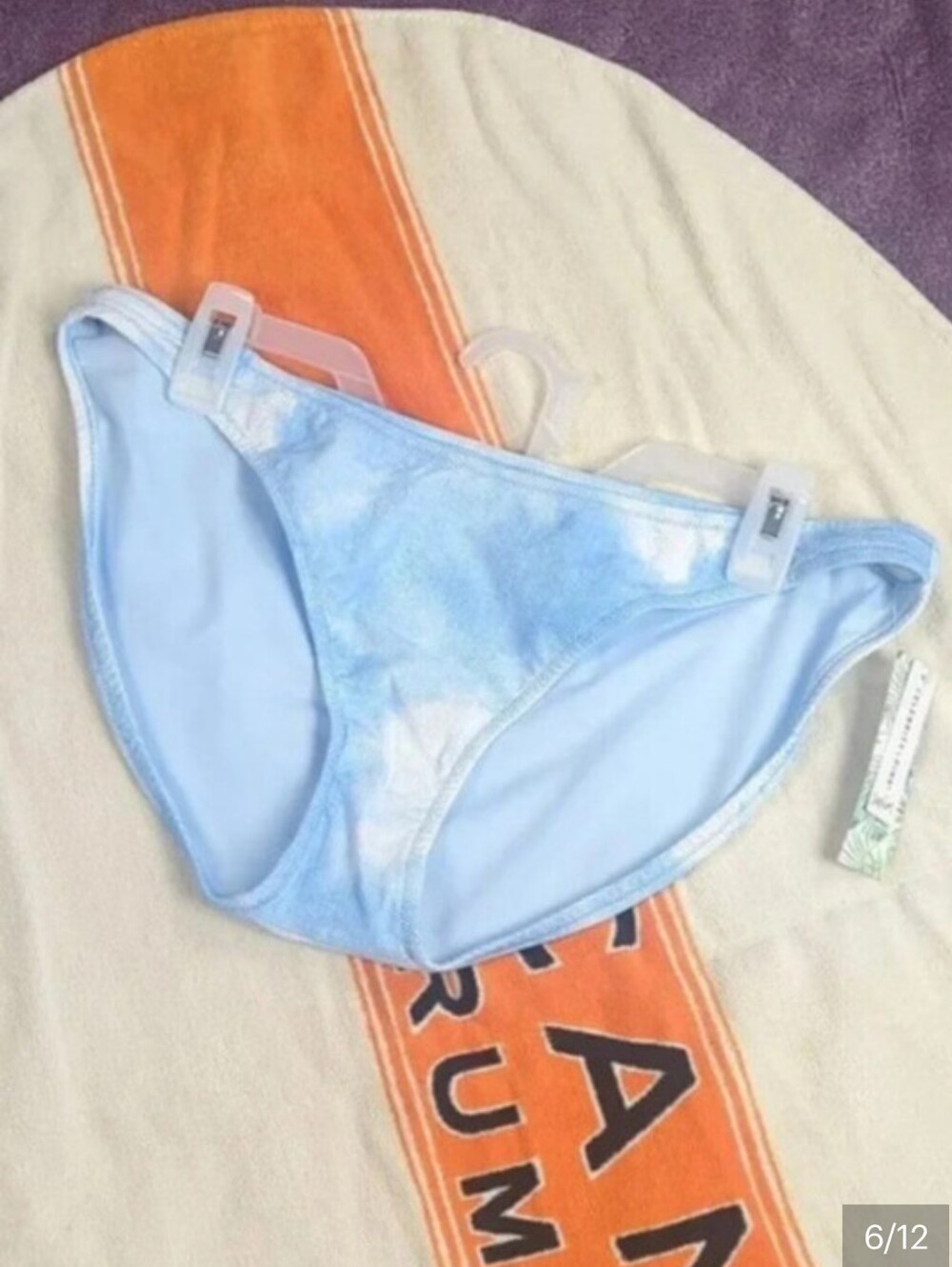 Celebrity Pink Blue & White Tie Dye Bikini Top - Picture 12 of 16